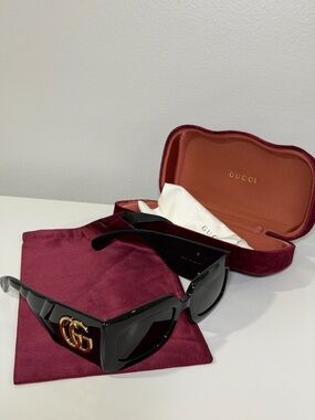 Gucci Black Sunglasses with Gold GG Accent